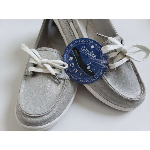 keds boat shoes silver